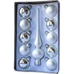 Набір ялинкових іграшок кулі з верхівкою Linhai 11 шт. D6 см в асортименті (390250-1)
