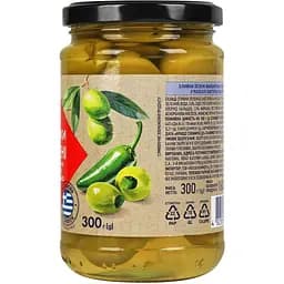 Оливки Премія зелені фаршировані перцем халапеньйо 300 г