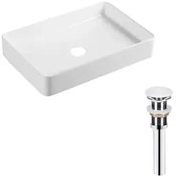 Умивальник Qtap Tern накладний прямокутний 600x405x110 мм White + донний клапан PU02, Білий