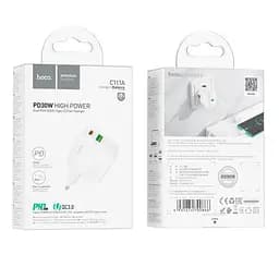 Мережевий зарядний пристрій Hoco C111A Lucky dual-port PD30W + QC3.0 charger ( EU ) Білий - мініатюра 3