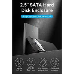 Кишеня зовнішня Vention 2.5" HDD/SSD USB 3.0 Micro-B Black (KPAB0) - мініатюра 2