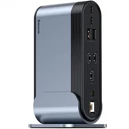 Мультипортовий адаптер USB Хаб Baseus Working Station Three-Screen Multifunctional Type-C CAHUB-DG0G Dark Grey
