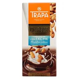 Шоколад Trapa Intenso молочный с цельным миндалем без сахара 175 г