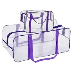 Набор прозрачных сумок в роддом: размер S 30х20х15 см + размер XL 60х25х30 см (розовые)