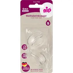 Соска силиконовая Nip ортондонтическая с широким горлышком 0+ медленный поток размер S 2 шт. (330306)
