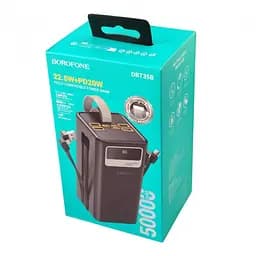 Повербанк із швидкою зарядкою чорний Power bank BOROFONE DBT35B 50000mAh PD22 5W - мініатюра 6