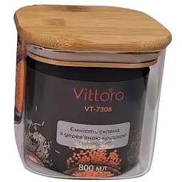 Ємність Vittora скляна з дерев'яною кришкою 800 мл (124987)