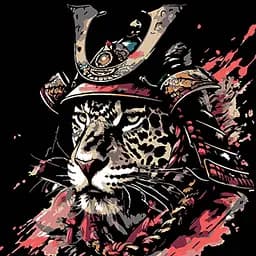 Набор для росписи по номерам Векторная иллюстрация тигра-самурая, на черном фоне, 40x40 см