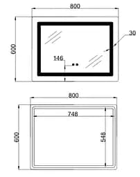 Дзеркало Lidz Kubis (KU2) 800х600 мм з LED-підсвічуванням Touch LD78LF9048060 - мініатюра 11