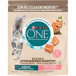 Сухой корм для взрослых кошек Purina One Grain Free комплекс Bifensis с лососем 600 г