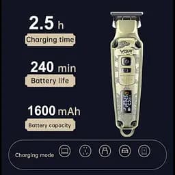Професійна машинка для стрижки акумуляторна з дисплеєм VGR V-901 Бронза - мініатюра 5