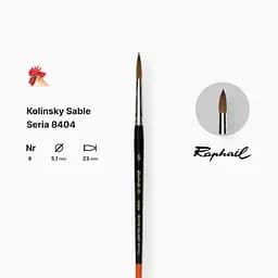 Пензель колонок круглий Raphael Kolinsky Sable, №6, професійний, коротка ручка - мініатюра 2