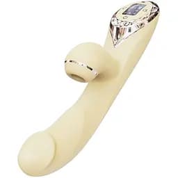 Вакуумный вибратор-кролик с подогревом KisToy A-King Pro Yellow с LED-экраном Yellow