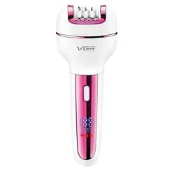 Женский эпилятор VGR V-732 3в1 с насадками (эпиляция, бритва, пемза) Розовый