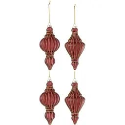 Ялинкові прикраси J-line у формі бурульок скляні червоного кольору 4 шт. (37352)