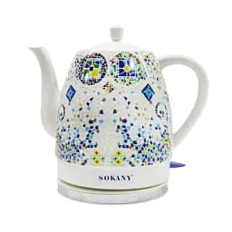 Електрочайник керамічний SOKANY SK-09008 дисковий 1.5 л, мозаїка