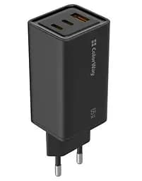 Сетевое зарядное устройство для ColorWay GaN3 Pro, черный, 65 Вт, 1xUSB, 2xType-C, USB Auto ID (CW-CHS039PD-BK)