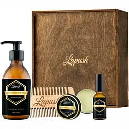 Набір для догляду за бородою Lapush шампунь + віск + масло + гребінець (2202169363769)