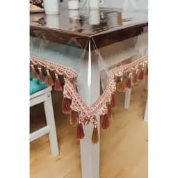 Скатертина силіконова з бахромою рожева пудра 230х150 см