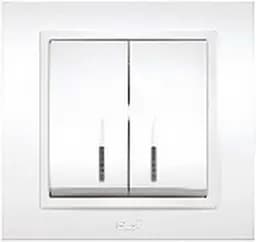 Выключатель Brille двойной с подсветкой белый ZIRVE FIXLINE 5010201203