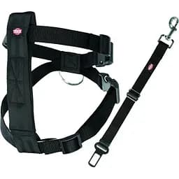 Пояс-шлея безпеки Trixie для собак в автомобіль розмір чорний S 30-60х2 см