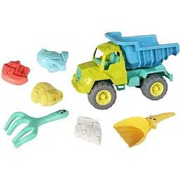 Дитячий пісочний набір KZ 6438A-2: великий самоскид, лопатка, граблі та 4 яскраві формочки