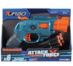 Пистолет ВТ326 Turbo Attack Force с двойным дулом и мягкими патронами 6шт (6953481524326)