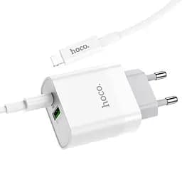 Зарядний пристрій Hoco C80A USB/ Type-C QC PD 20W білий + кабель Type-C to Lightning - мініатюра 3
