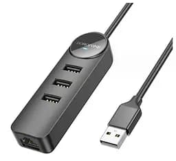 Конвертер адаптер USB Borofone на мережевий вихід RJ-45 DH6 Erudite 4-in-1 Gigabit Ethernet Adapter 120 см - мініатюра 2