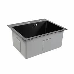 Кухонна мийка 50x45 PVD чорна Platinum Handmade (сифон круглий, 3,0/0,8), Чорний - мініатюра 2