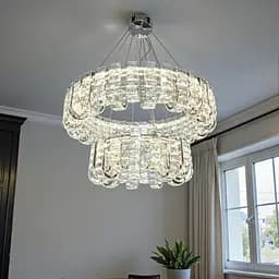 Розкішна кришталева підвісна LED-люстра для просторої вітальні Diasha 559/800+500CH, 138W, 7590 lm - мініатюра 3