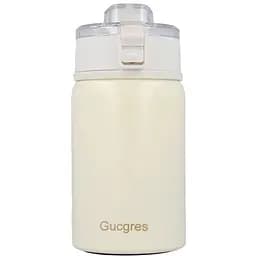 Термос бидон Gucgres из нержавеющей стали с сеткой заварником с двойными стенками белый 400 мл