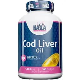 Омега 3 з масла печінки Тріски Haya Labs Cod Liver Oil 1000 мг 100 гель капсул