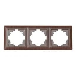 Рамка тройная горизонтальная Primera темная вишня под дерево 3923 (LUXEL) 