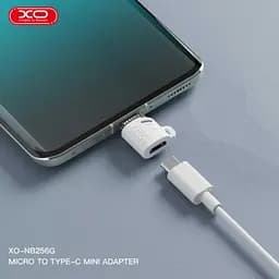 OTG-адаптер XO NB256G Micro female to Type-c male connector with lanyard Білий - мініатюра 2