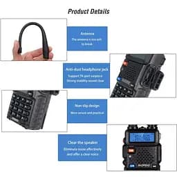Портативна тактична рація Baofeng UV-5R 5W дводіапазонна з гарнітурою VHF136-174/UHF400-520 МГц (18835) - мініатюра 10
