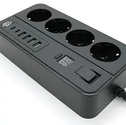 Сетевой фильтр-удлинитель Voltronic G-13H, 3000W, 4 Socket + 4 USB 3,2А + 2 Type-C + таймер, 2м, Black - мініатюра 3
