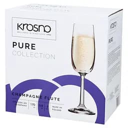 Набір келихів для шампанського Krosno Pure, скло, 170 мл, 6 шт. (788968) - мініатюра 2