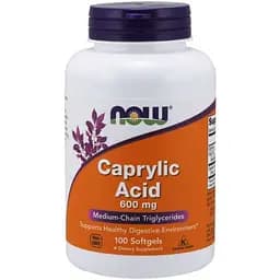 Натуральна добавка NOW Caprylic Acid 600 mg, 100 капсул