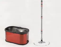 Швабра с отжимом и стальным ведром BASSFLY Y5R (Красный)