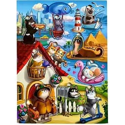 Деревянный пазл-вкладыш Котики -1 Ubumblebees (ПСД128) PSD128 с домиком