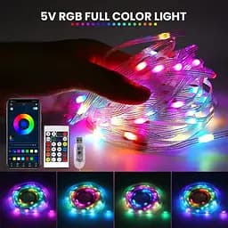 Світлодіодна стрічка 10M Bluetooth Dream Color Fairy Lights 5V USB RGB IC Водонепроникні різдвяні вогні - мініатюра 3