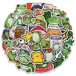 Стікерпак Жаби Набір наклейок GeekLand Frogs 50 штук