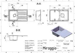 Кухонна мийка Miraggio VERSAL jasmine (0000060) Граніт, Врізна, Жасмин - мініатюра 2