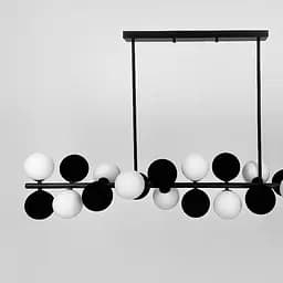 Удлиненная черная люстра HOLLY L с черно-белыми плафонами 120 см | Ст. MJ 191-1120 BK+WT+BK | Line F