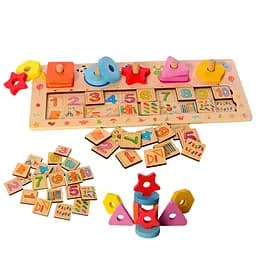 Деревянная игрушка Набор первоклассника MD 2183 Геометрика/счеты