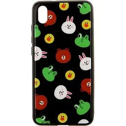 Чохол-накладка Toto Cartoon Print Glass Case Xiaomi Redmi 7A Line friends Black