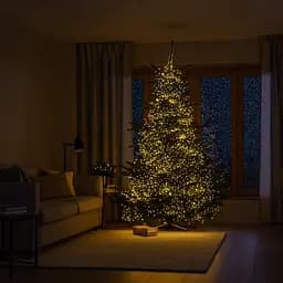 Новогодняя гирлянда комнатная Garlando D3000L100MWY Роса 100 м 3000 LED Хвойная лапа белый провод Желтое сияние