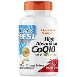 Натуральная добавка Doctor's Best CoQ10 200 mg with BioPerine, 60 гелевых вегакапсул