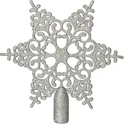Верхівка на ялинку Зірка Linhai h-20 см сріблястий глітер пластик (251970)